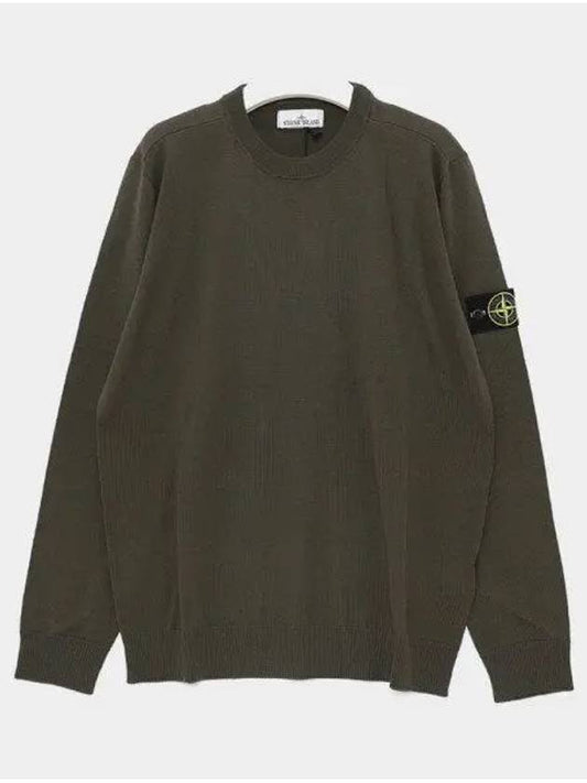 Regular Fit Crew Neck Wool Knit Top Khaki - STONE ISLAND - BALAAN 2