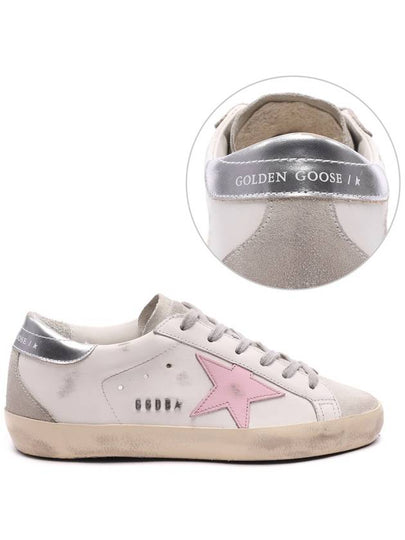 Women's Superstar Silver Heel Tab Pink Star Low Top Sneakers White - GOLDEN GOOSE - BALAAN 2