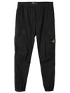 Stretch Cotton Tela Paracadute Cargo Straight Pants Black - STONE ISLAND - BALAAN 2