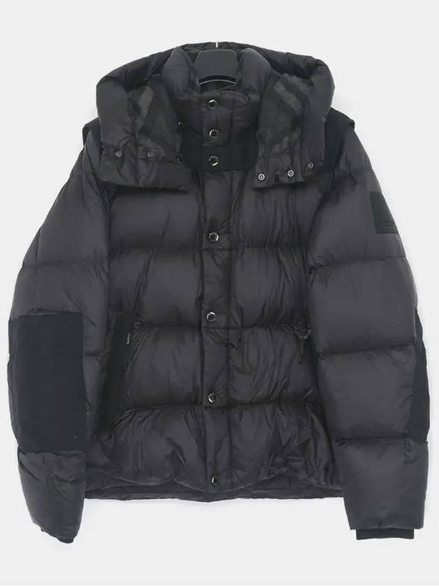 Logo Patch Hooded Down Padding Black - BURBERRY - BALAAN 4