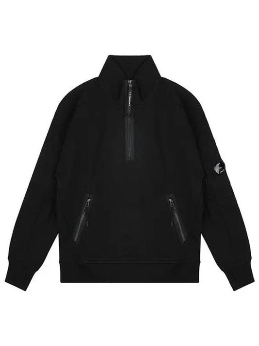 Diagonal Raised Fleece Quarter Zip-up Sweatshirt Black - CP COMPANY - BALAAN 2
