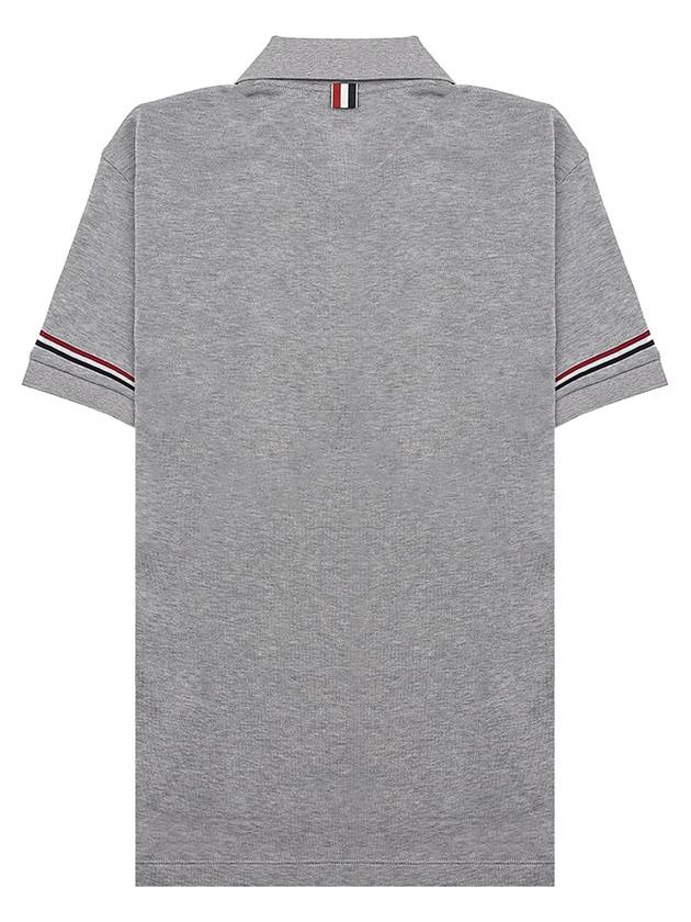 Lightweight Cotton Short Sleeve Polo Shirt Grey - THOM BROWNE - BALAAN 3