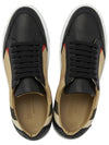 House Check Panel Leather Low Top Sneakers Black - BURBERRY - BALAAN 3