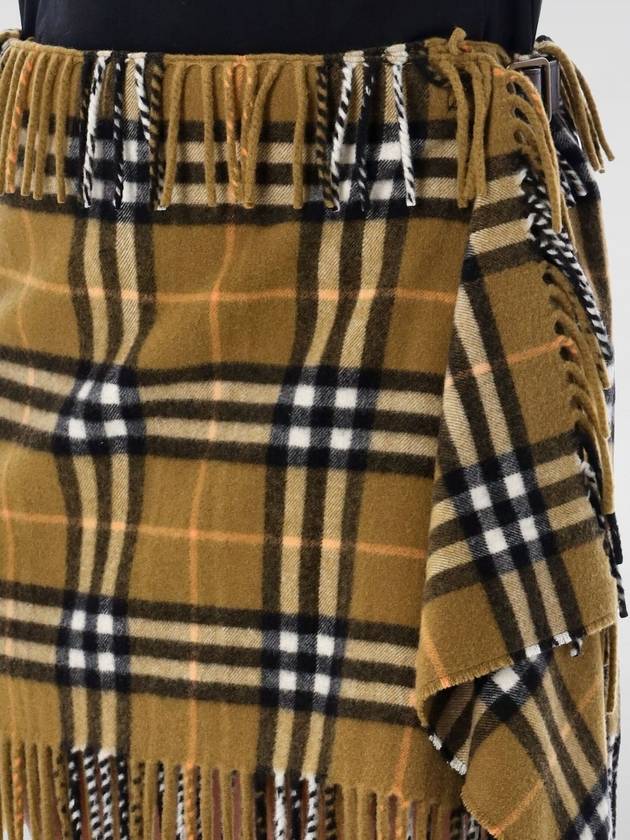 Check Wool Cashmere A-Line Skirt Oxide - BURBERRY - BALAAN 4