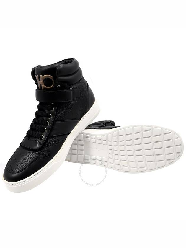 Salvatore embossed logo high-top sneakers black - SALVATORE FERRAGAMO - BALAAN 3