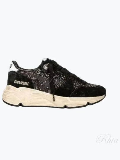 Women's Running Sole Glitter Leather Low Top Sneakers Black - GOLDEN GOOSE - BALAAN 2