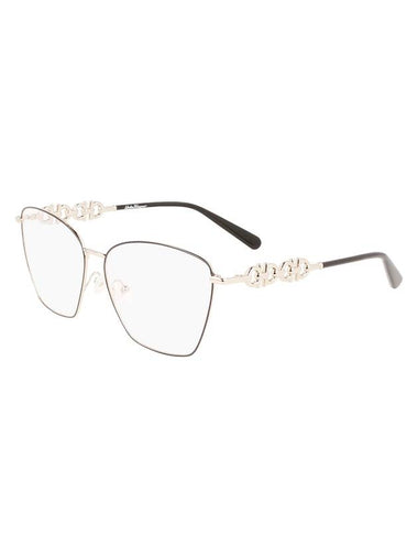 Eyewear Square Metal Eyeglasses Black Gold - SALVATORE FERRAGAMO - BALAAN 1