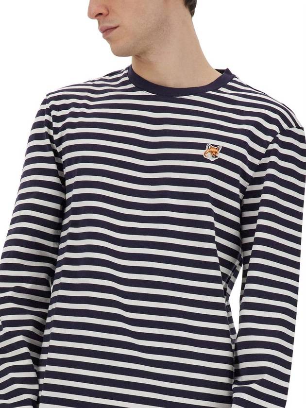 Fox Head Patch Regular Marin Long Sleeve T Shirt Navy Stripes - MAISON KITSUNE - BALAAN 5