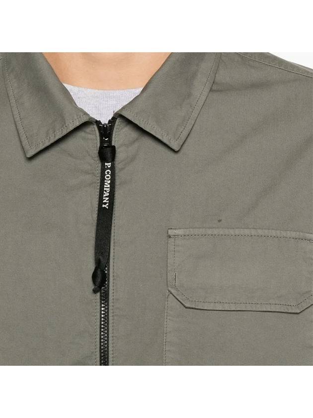 Oversized Organic Gabardine Long Sleeve Shirt Green - CP COMPANY - BALAAN 6