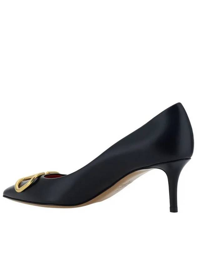 V Logo Signature Smooth Leather Pumps Black - VALENTINO - BALAAN 4