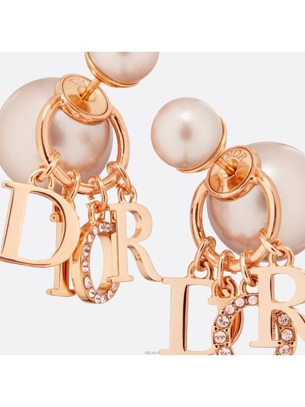 Tribales White Resin Pearls Crystals Earrings Rose Gold - DIOR - BALAAN 3