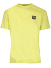 Logo Patch Short Sleeve T-Shirt Neon Yellow - STONE ISLAND - BALAAN 1