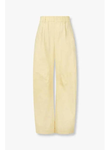 Women s Rounded Wide Banding Pants Yellow - BRUNELLO CUCINELLI - BALAAN 1