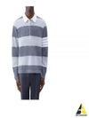 Rugby Striped Merino 4-Bar Long Sleeve Polo Shirt Grey - THOM BROWNE - BALAAN 2