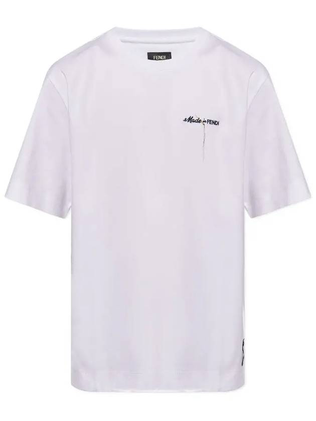 Logo Embroidery Short Sleeve T-Shirt White - FENDI - BALAAN 2