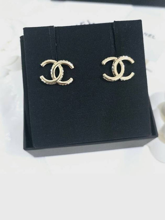 CC logo crystal earrings champagne gold ABB798 - CHANEL - BALAAN 1