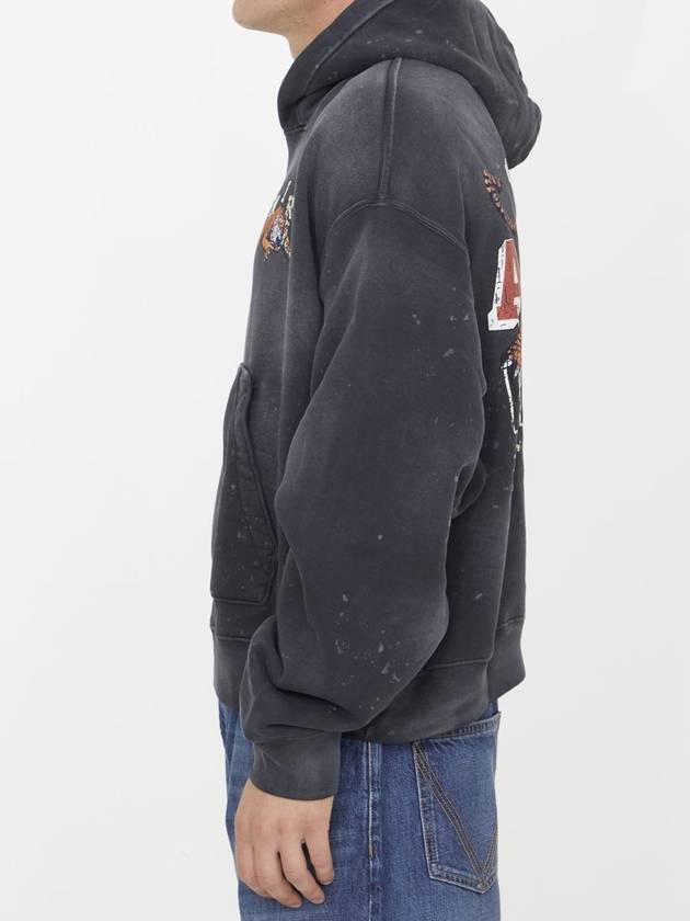 Men's Vintage Tiger Logo Print Hoodie Black - AMIRI - BALAAN 4