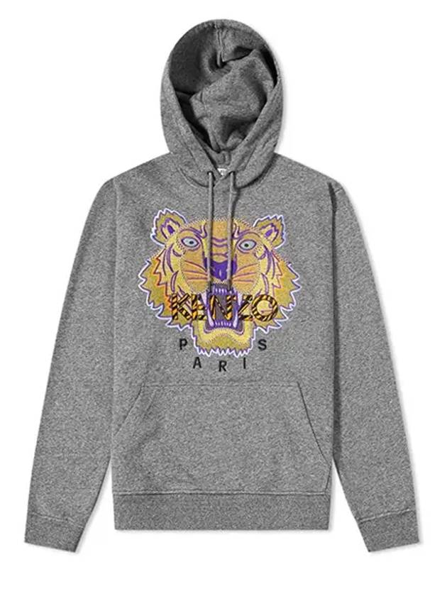 Hiking Tiger Embroidered Hoodie Grey - KENZO - BALAAN.