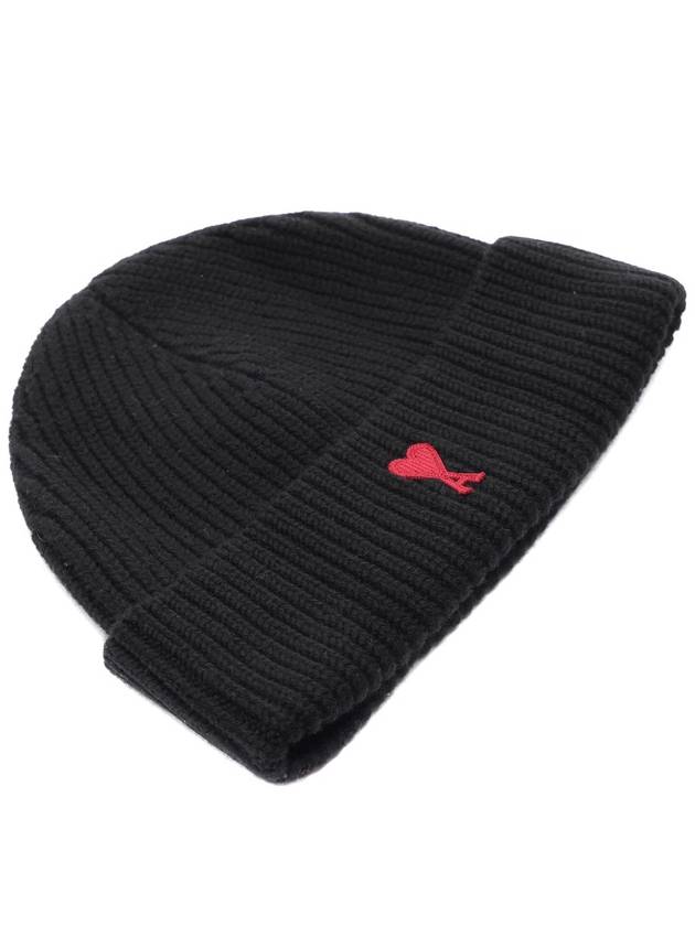 Heart Logo Wool Beanie Black - AMI - BALAAN 4