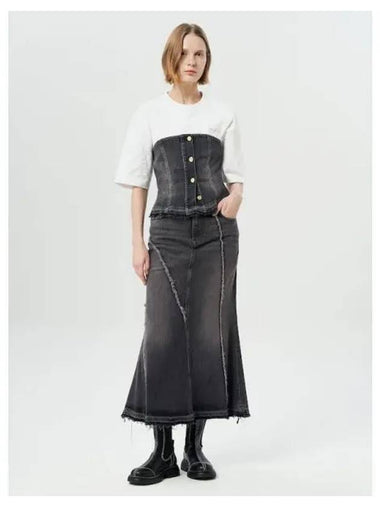 Tinted Edge Denim Long Skirt Black Domestic Product GM0024092545804 - GANNI - BALAAN 1