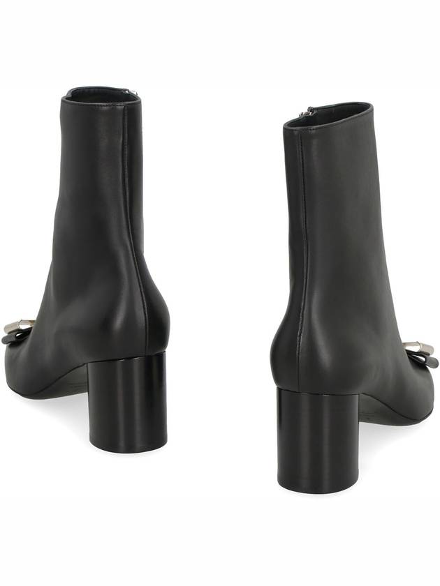 Double Bow Leather Ankle Boots Black - SALVATORE FERRAGAMO - BALAAN 5