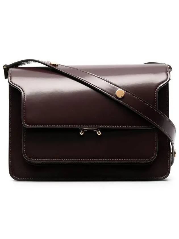 Trunk Glossy Leather Medium Shoulder Bag Burgundy - MARNI - BALAAN 2