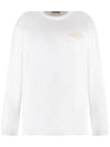 Logo Print Cotton Long Sleeve T-Shirt White - GANNI - BALAAN 2