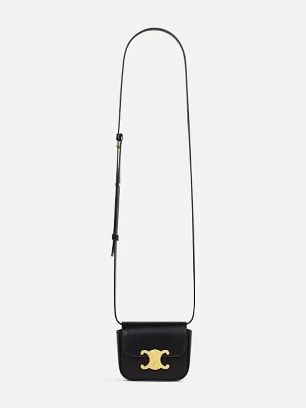 Triomphe Small Shiny Calfskin Cross Bag Black - CELINE - BALAAN 6