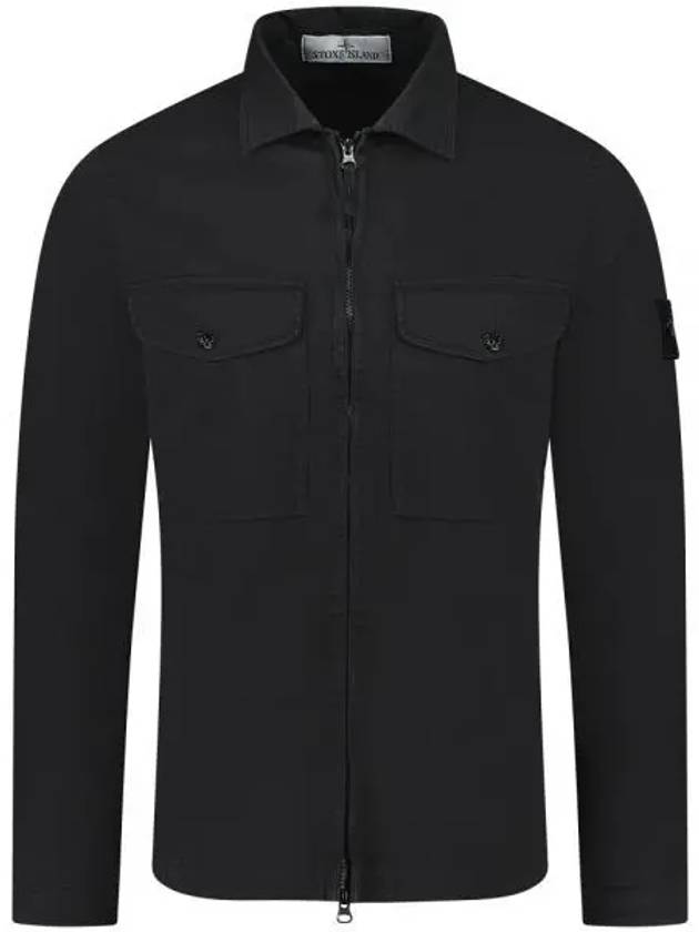 Organic Stretch Cotton Satin Long Sleeve Shirt Black - STONE ISLAND - BALAAN 2