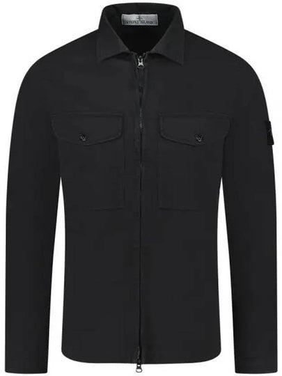 Organic Stretch Cotton Satin Long Sleeve Shirt Black - STONE ISLAND - BALAAN 2