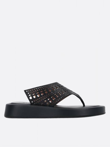 Laser Cut Leather Sandals Black - ALAIA - BALAAN 1