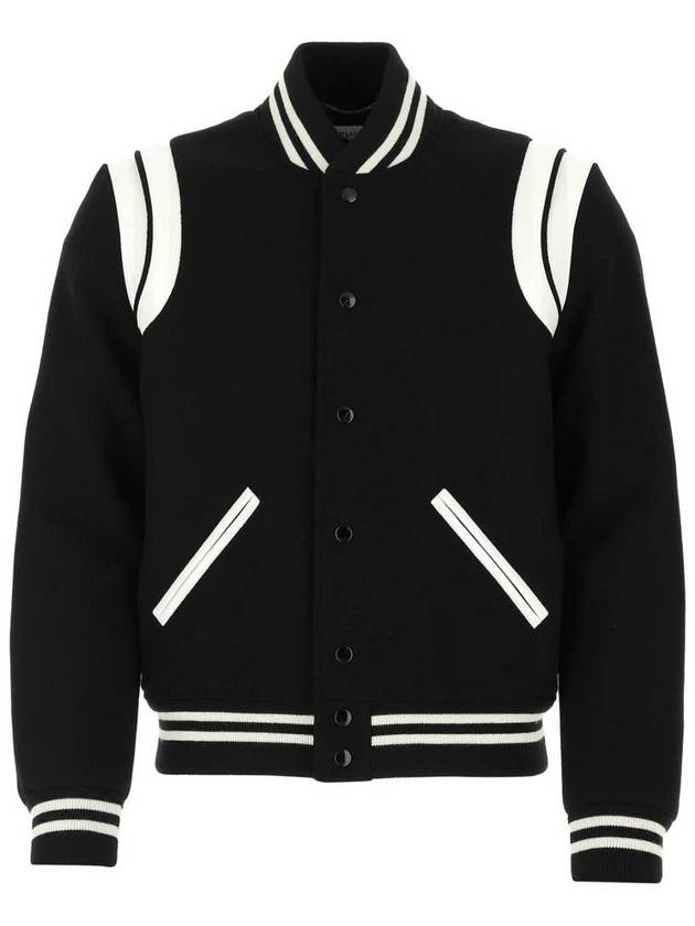 Teddy Bomber Jacket in Wool Black White - SAINT LAURENT - BALAAN 2