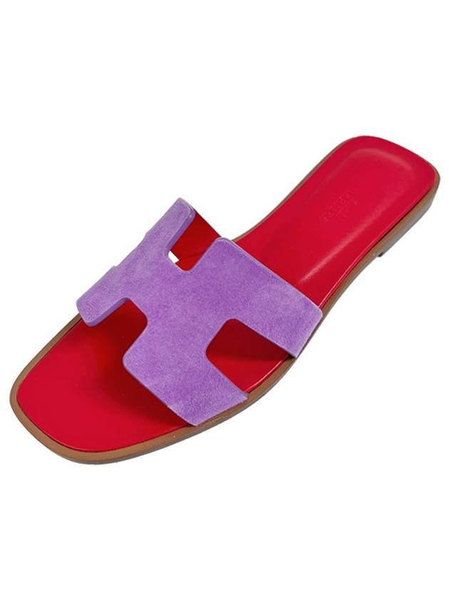 Oran Suede Slippers Violet Parme - HERMES - BALAAN 2