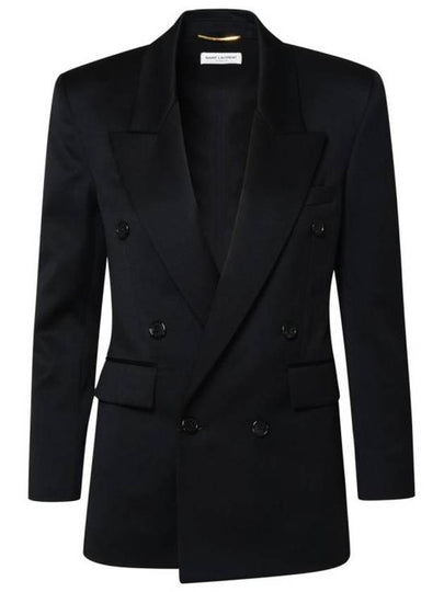 Double Breasted Blazer Jacket Black - SAINT LAURENT - BALAAN 2