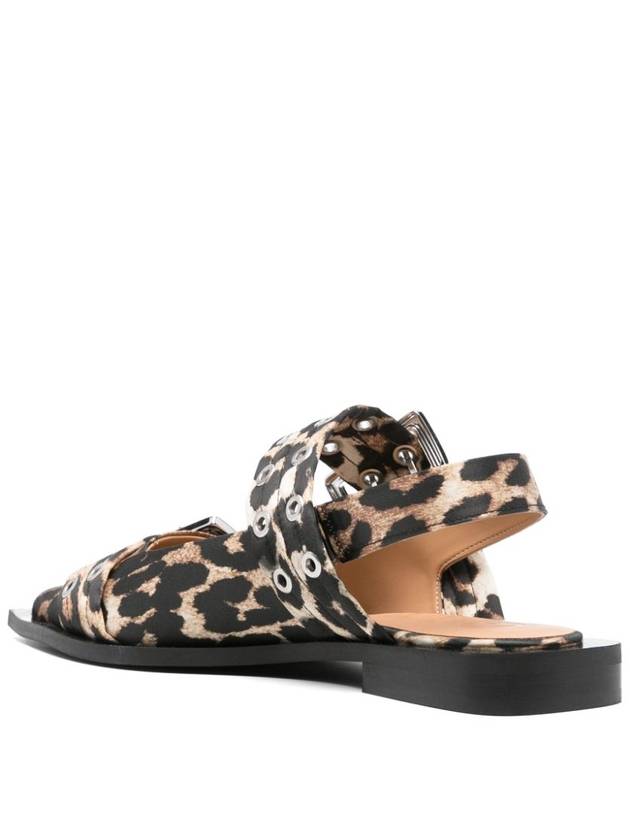 Leopard Satin Feminine Buckle Ballerina Brown - GANNI - BALAAN 3