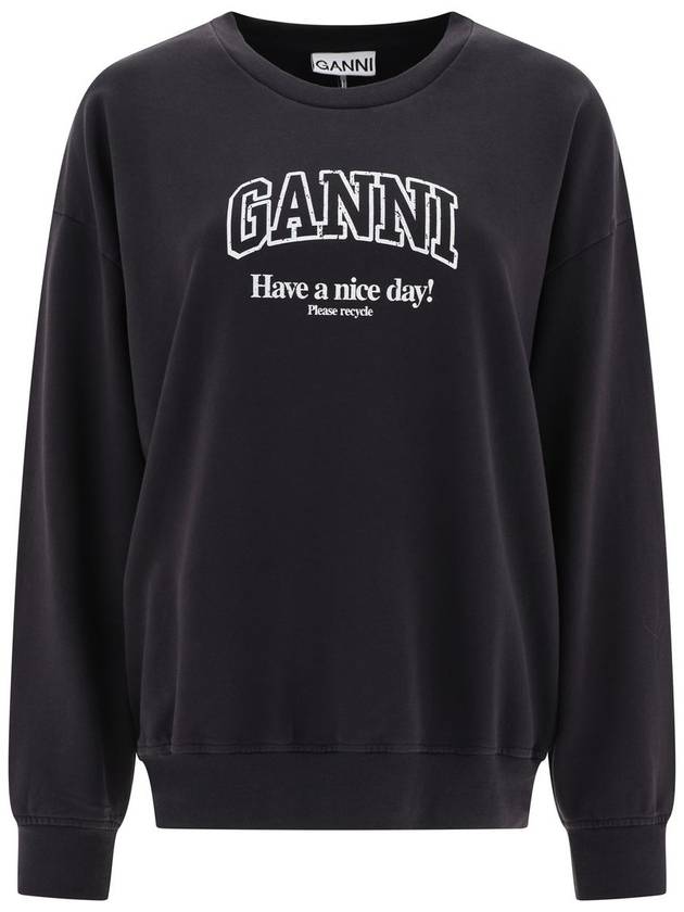 Isoli Oversized Cotton Sweatshirt Black - GANNI - BALAAN 2