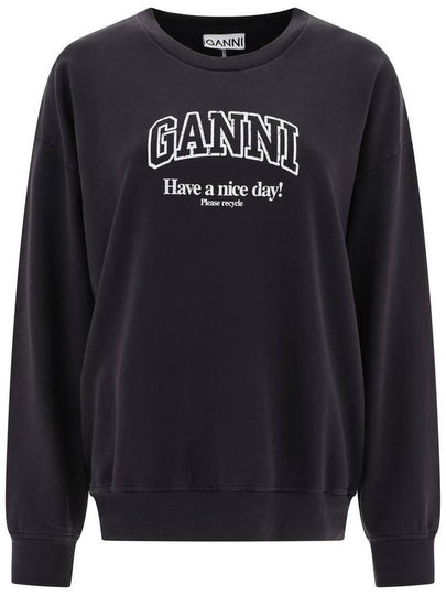 Isoli Oversized Cotton Sweatshirt Black - GANNI - BALAAN 2