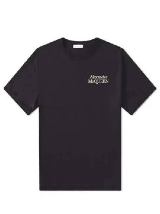 Embroidered Logo Short Sleeve T-Shirt Black - ALEXANDER MCQUEEN - BALAAN 2