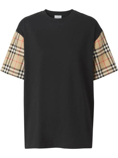 Vintage Check Sleeve Cotton Oversized T-shirt Black - BURBERRY - BALAAN 2