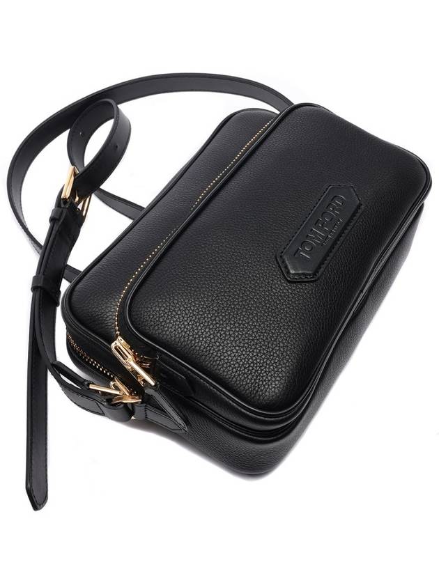 Logo Leather Cross Messenger Bag Black - TOM FORD - BALAAN.