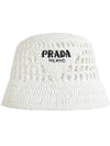 Logo Detail Bucket Hat White - PRADA - BALAAN 3