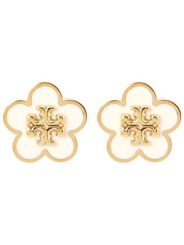 Kira Flower Stud Earrings White Gold - TORY BURCH - BALAAN 2