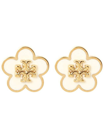 Kira Flower Stud Earrings White Gold - TORY BURCH - BALAAN 2