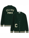 College Logo Patch Wool Long Cardigan Green - CELINE - BALAAN 2