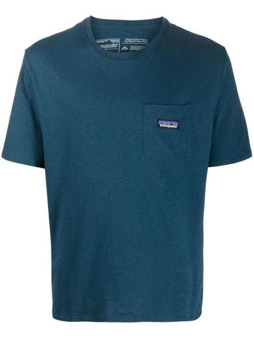 Men's Daily Pocket Regenerative Cotton Short Sleeve T-Shirt Blue - PATAGONIA - BALAAN 1