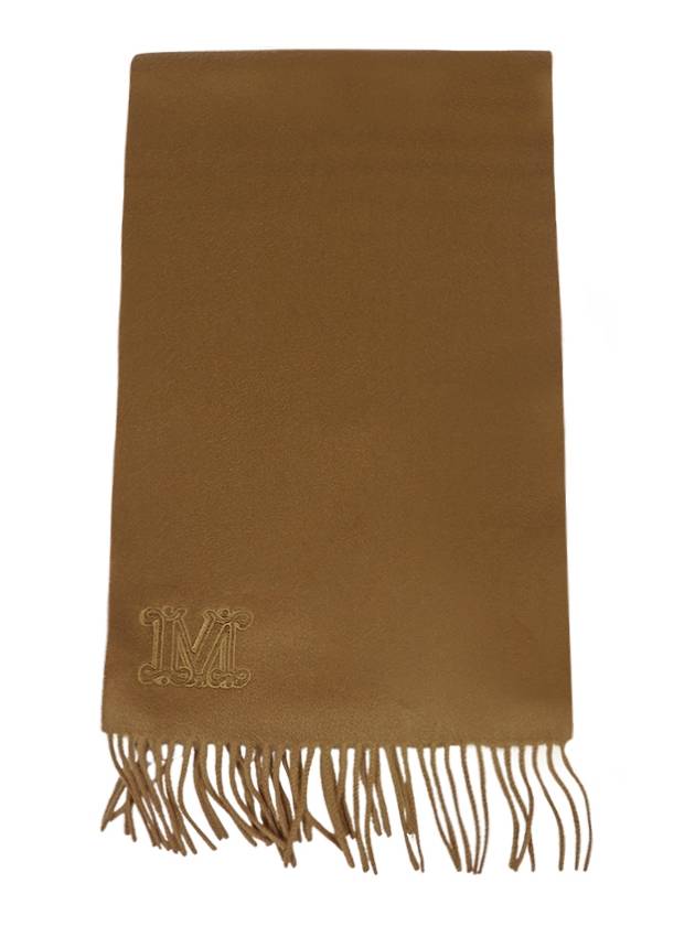 Wsdahlia Embroid M Logo Fringe Cashmere Muffler Camel - MAX MARA - BALAAN 3