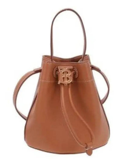 TB Mini Leather Bucket Bag Warm Russet Brown - BURBERRY - BALAAN 2