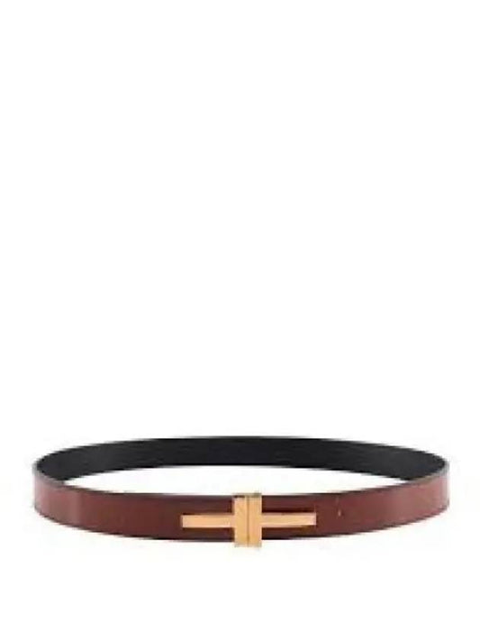 T Buckle Leather Belt 30MM Brown - TOM FORD - BALAAN 2