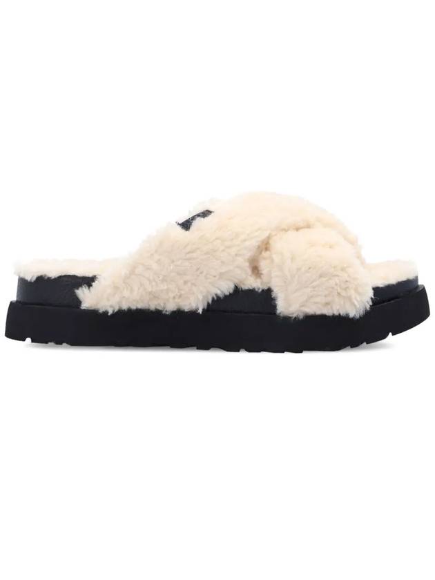 Fuzz Sugar Cross Slide Fur Slippers Natural Black - UGG - BALAAN 3