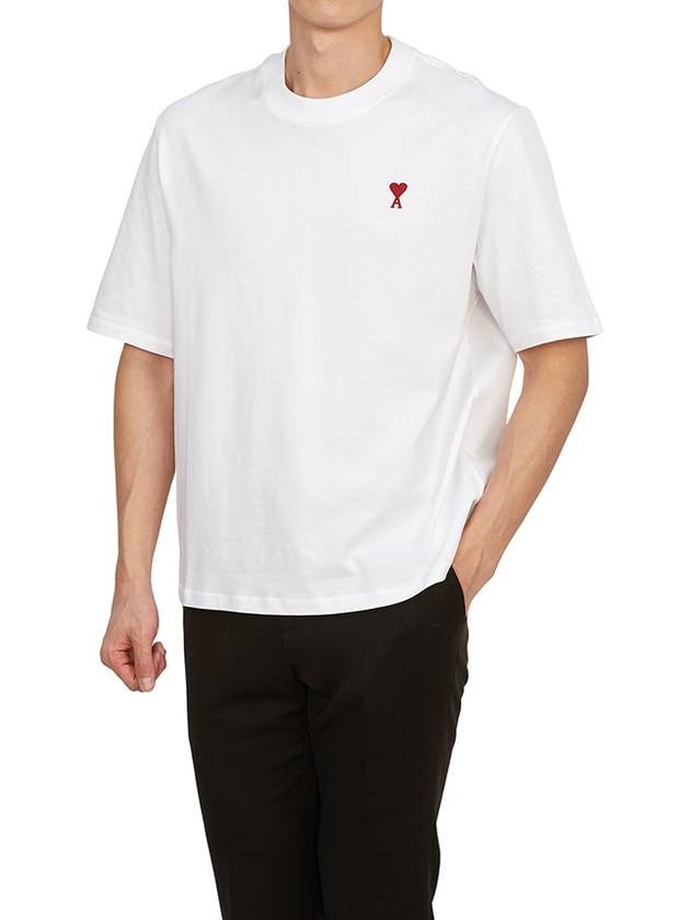 Small Heart Logo Boxy Fit Short Sleeve T-Shirt White - AMI - BALAAN 6